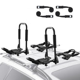 Kayak Roof Rack 2 Pairs J-Bar, Soft Roof Rack Quick Folding, Top Mount Tie Down, Carrier for kayak, Surf Board, Canoe, SUP, Ski Board, Mount on Car, SUV, Truck, 2 Kayaks